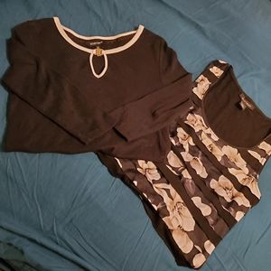 🌞2 tops WHBM ruffle floral tank + long sleeve